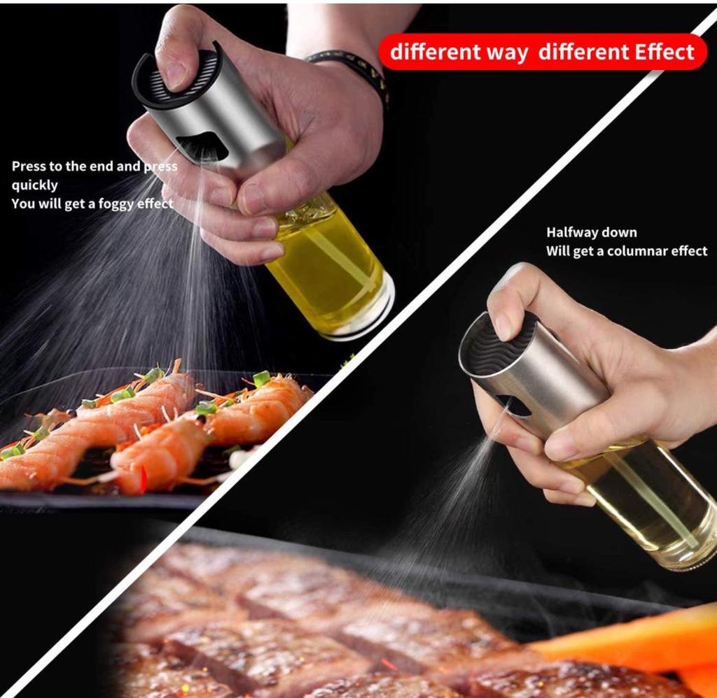304 Stainless Steel Glass Oil Spray Bottle - Press Type for Barbecue and Cooking