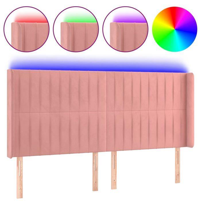 VidaXL Tête de Lit à LED Meuble de Chambre à Coucher Accessoire de Lit Double Tête de Cadre de Lit Intérieur Rose 3124357