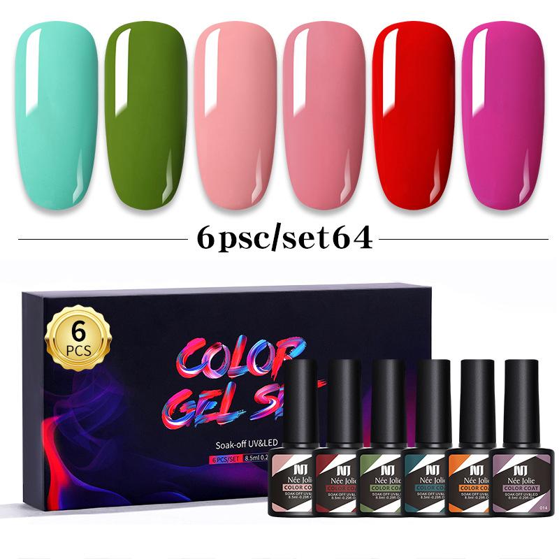 Nail Polish Glue Set 8Ml 6 Bottles Boxed Nail Art Barbie Glue Japanese Nail Color Glue Phototherapy Glue