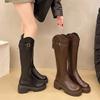 Fashion New Style Women Knee High Boots Fashion Knight Long Boots Square High Heels Autumn Winter Warm Short Plush Shoes Zapatos Mujer