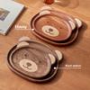 Cute Bear Plate Ebony Walnut Japanese Style High Value Wooden Plate Cartoon Fruit Serving Tray Round Bear Plate