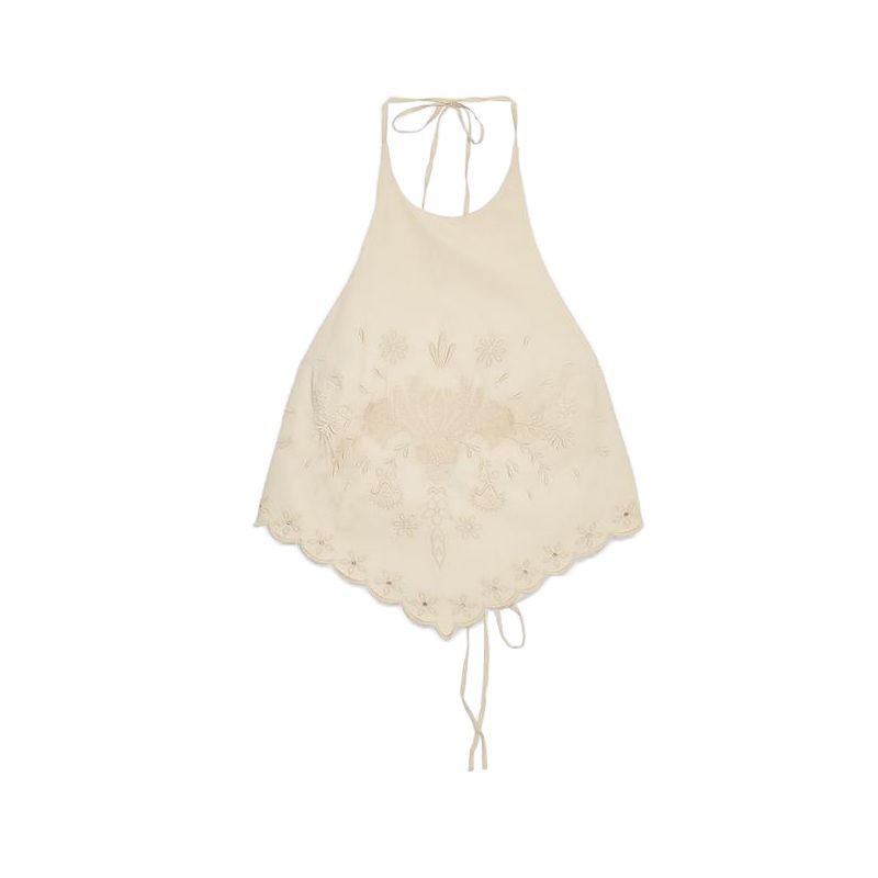 

Cotton Embroider Bows Poplin Tops 7521012 Embroider Cotton Mid Waist Casual Pants 7521400 Dark taupe Tops L