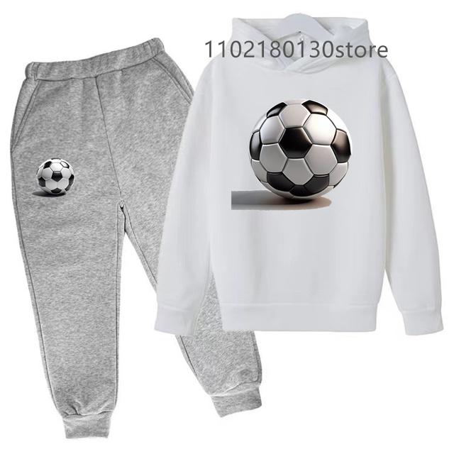 Ensemble sweat à capuche et pantalon de sport de football pour tout-petits, manteau printemps-automne pour enfants de 3 à 12 ans, vêtements de loisirs pour garçons et filles