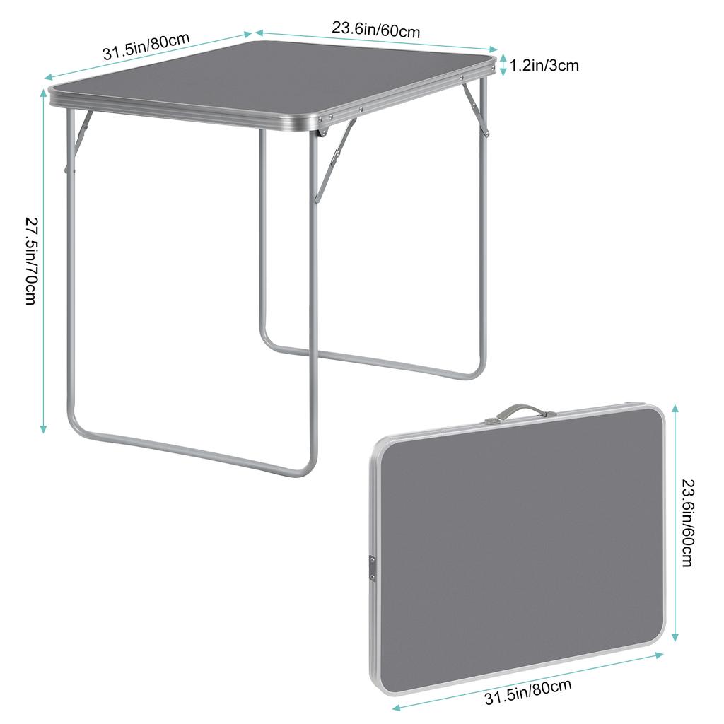 Portable Outdoor Folding Table w/Rectangular Design, Multi-Use Camping/Home/Learning Dining Table - Lightweight & Space-Saving