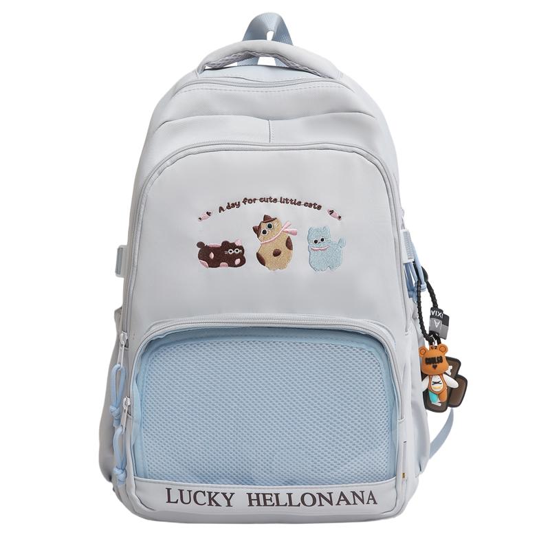 

Рюкзак с животными для учеников средней школы, школьный рюкзак, легкий, большой вместимости синий