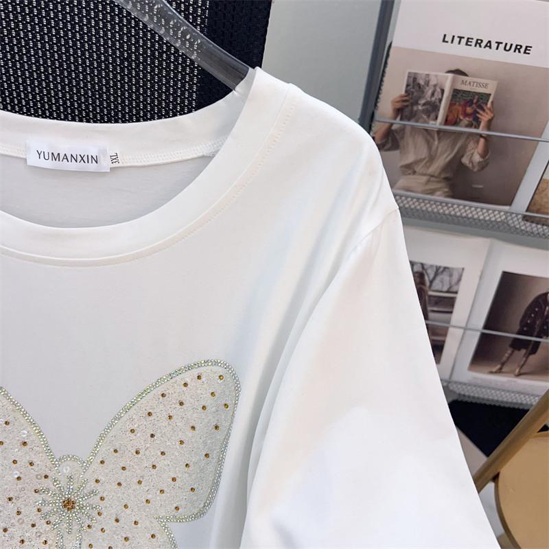 Round Neck Plus Size Mid-Length Loose Short-Sleeve Women's T-Shirt (200/300/350 Jin)