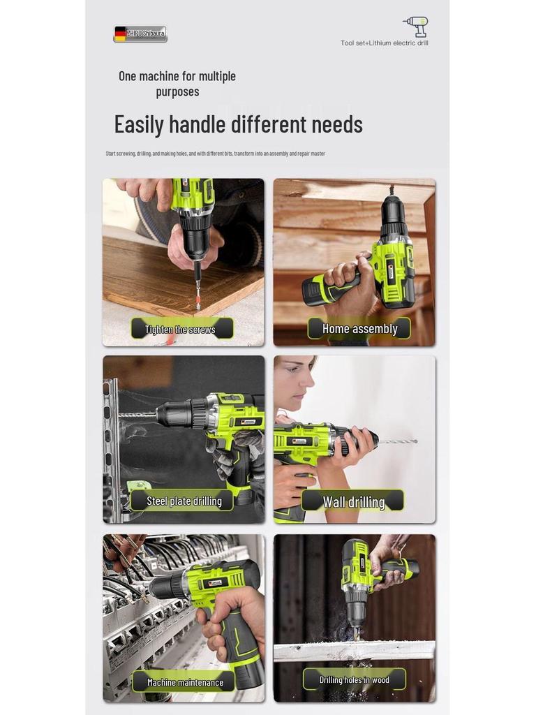 Shibaura Electric Drill & Screwdriver Home Tool Set with Lithium Battery