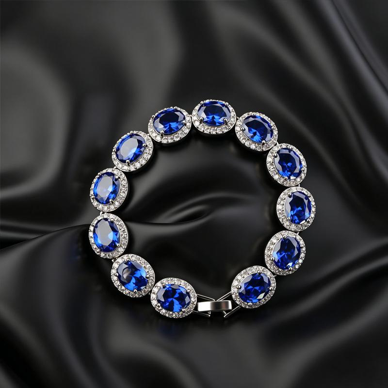 2026 Pure Copper Densely Inlaid Colored Zircon Geometric Bracelet Dopamine Girl Accessories 18CM