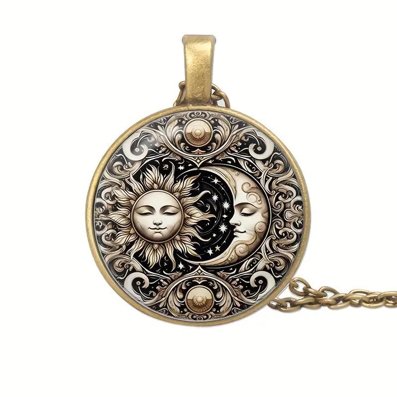 Modische Sonne Mond Anhänger Halskette für Frauen Kreativer Party Schmuck