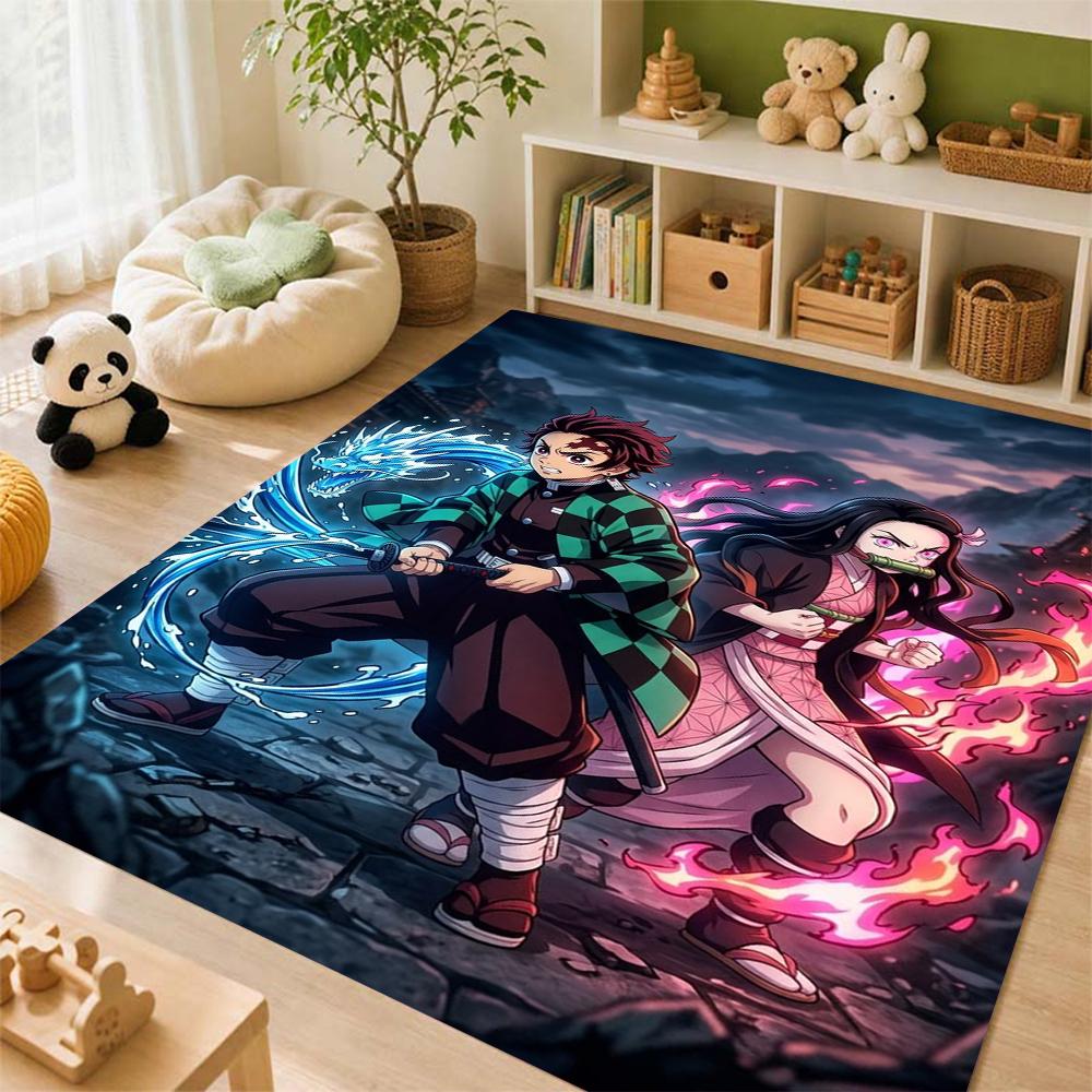 Demon Slayer Swordsmen Trio Patterned Rug Durable Easyclean Carpet For Bedroom Study Home Party Decor Birthday Gift