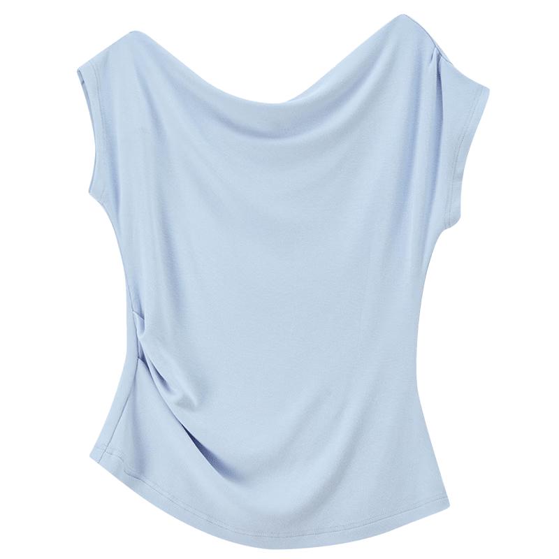 Women's Asymmetrical Draped Knit Top
