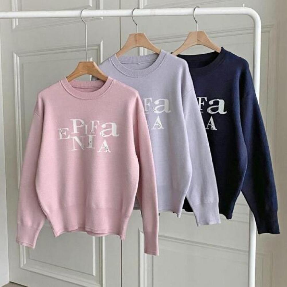 New Arrivals Open Run Alphabet Round Neck Spring Tee Round Neck Knit Pearl Longs