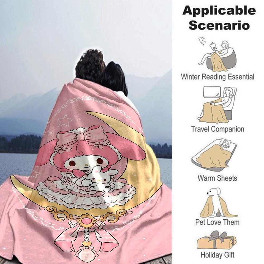1pc Moon Princess blanket Lightweight Flannel Throw for Sofa Bed Travel Camping Livingroom Office Couch Chair