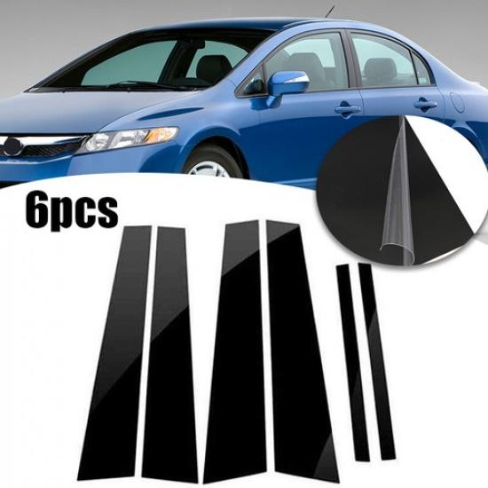 Black Window Pillar Post Molding Cover Door Trim Fit For 2006-2011 Honda Civic