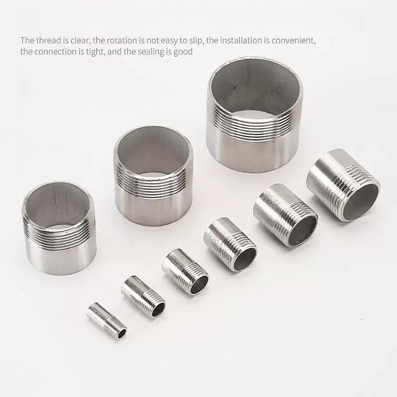 50/200mm Length 1/8" 1/4" 3/8" 1/2" 3/4" 1" -2" single-head Male Threaded Pipe Fittings Stainless Steel SS304 Connector Adapter