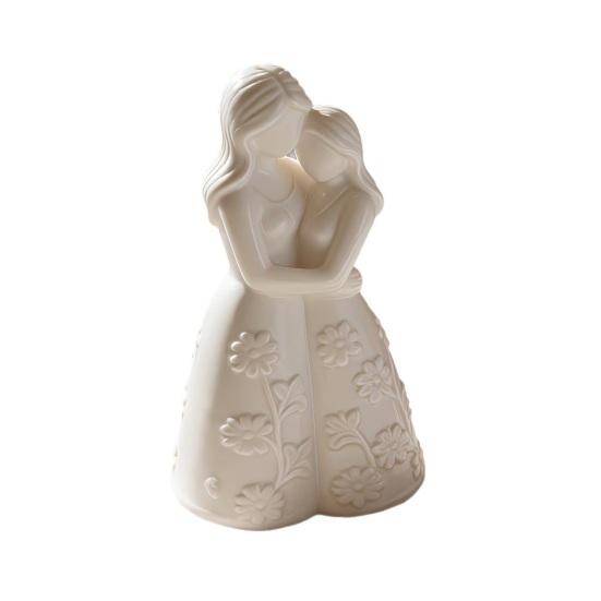

Фигурка «Мать и дочь в объятиях» Статуэтка ко Дню матери для дома, спальни, рабочего стола Сувенир Подарки на свадьбу, день рождения белый