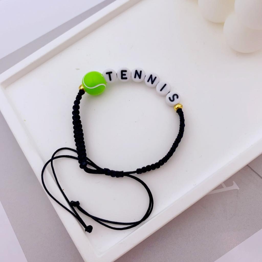 Pulsera de Cuentas Deportivas Hecha a Mano Única para Adolescentes - Voleibol, Baloncesto, Fútbol, Béisbol y Tenis Pulsera de Nudo de Cordón