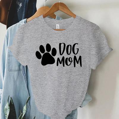 Damen T-Shirt Hunde Pfoten Mama Print T-Shirt Damen Kurzarm O-Ausschnitt T-Shirt Damen Lässiges Shirt Kleidung Oberteile Hunde Pfoten Mama T-Shirt