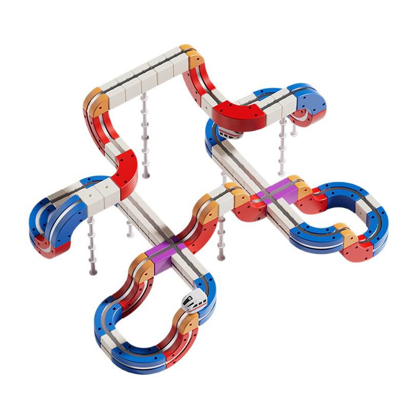 Children's Magnetic Building Blocks Track Car & Cube DIY Electric Train Toy