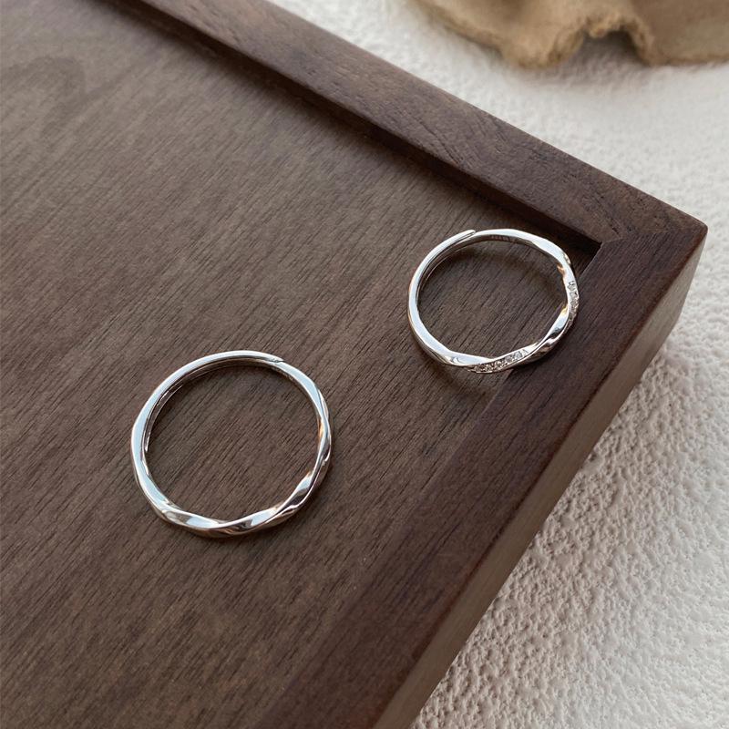 Adjustable 999 Sterling Silver Mobius Strip Couple Rings - Simple, Unique Band Pair Adjustable Opening