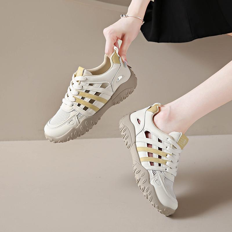Fashion CRLAYDK Womens Hollow Out Summer Shoes Walking Lace Up Outdoor Hiking Sneakers Casual Breathable Mesh Sport Tennis for Lady