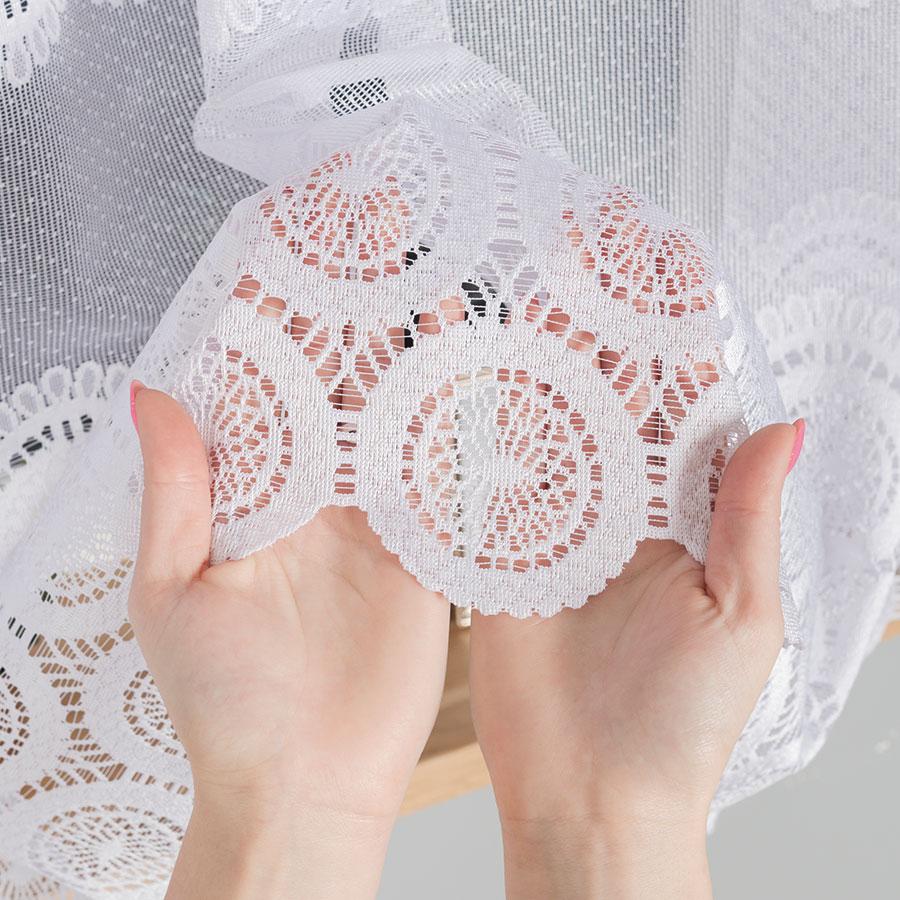 Malwina - Ready-Made Jacquard Curtain With A Cut At The Bottom - 310X160 Cm - White
