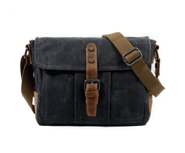 Retro Crossbody Bag Casual Canvas Shoulder Bag Men Simple Men'S Crossbody Bag Waterproof Bags Horizontal