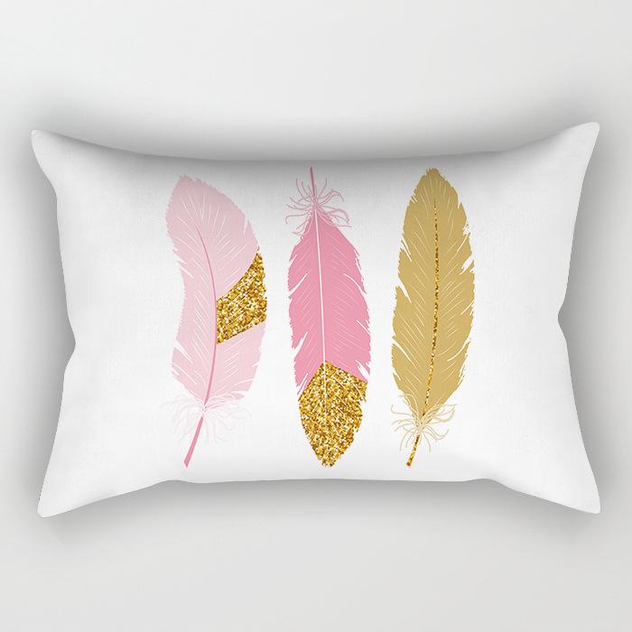 Ins Pink Geometric Waist Pillow Case Car Sofa Pillow Cushion Cover Pillow Case Pillow Case Pillow Case