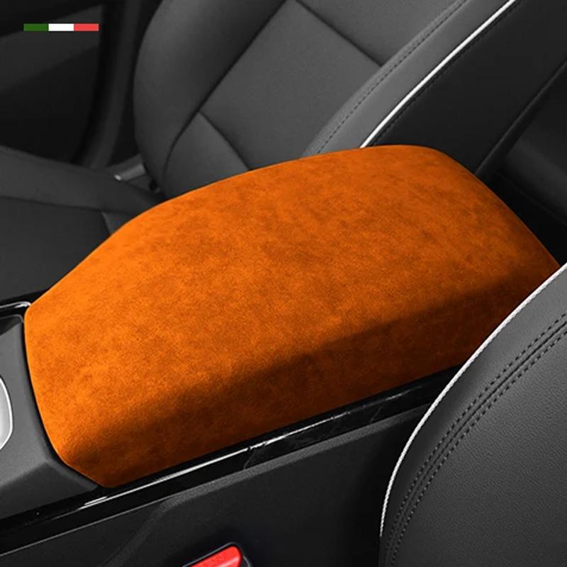 Alcan tara For Hyundai Tucson Car Armrest Storage Box Panel Pad Cover Center Console Box Lid Interior Trim