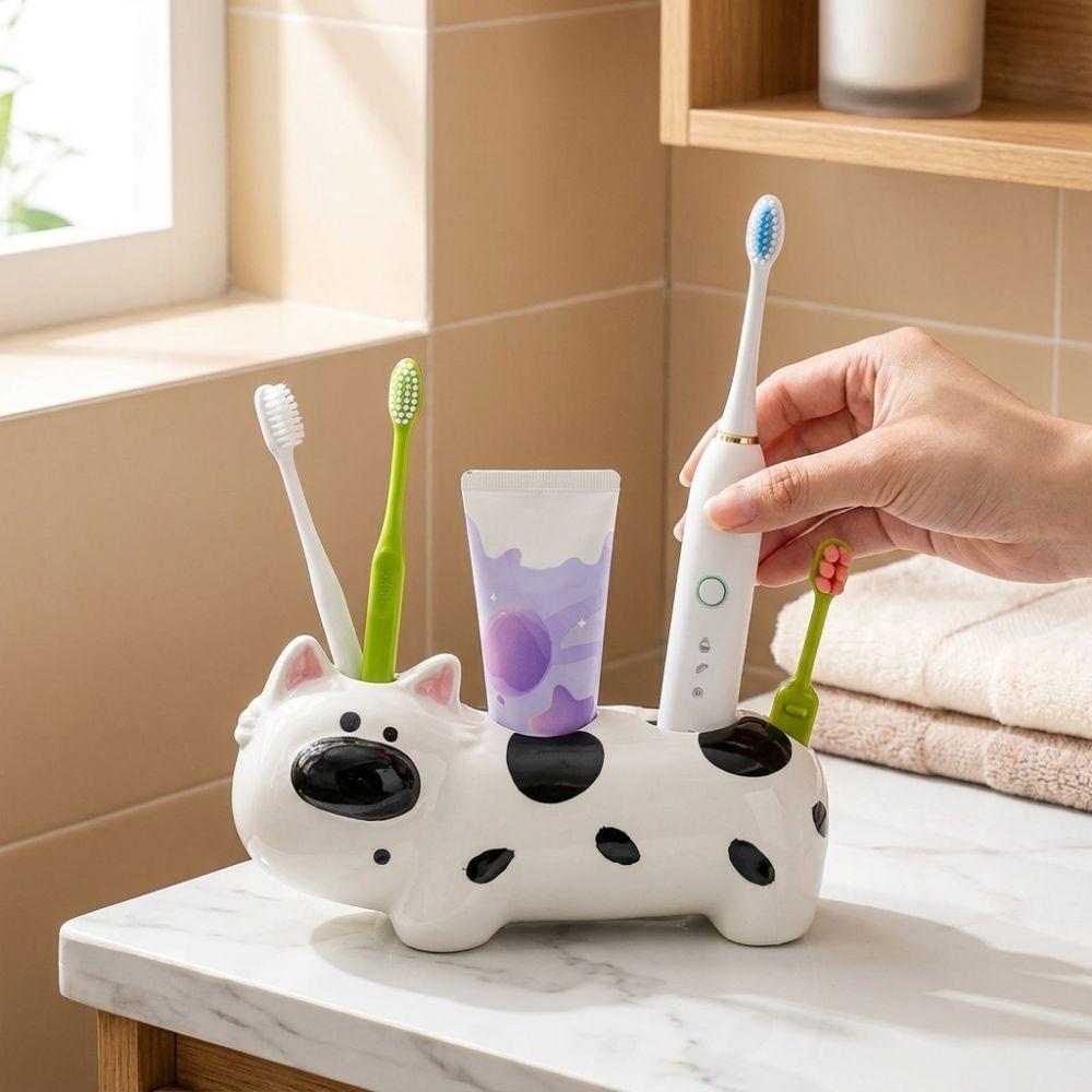 4 Slots Dog Shaped Toothbrush Holder Ceramic Electric Toothbrush Holder Home Sink