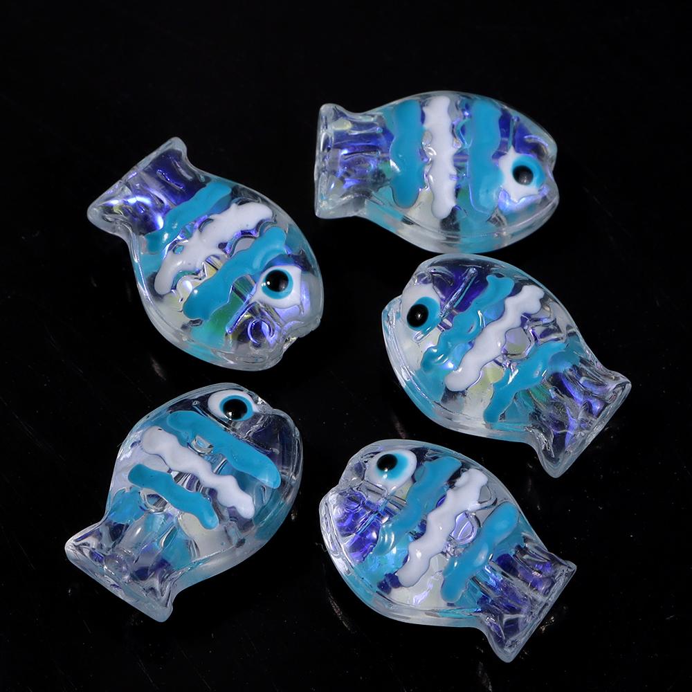 5pcs/lot Colorful Hand-painted Lampwork Beads Cute Cartoon Ocean Fish Loose Glass Bead For DIY Fashion Bracelet Earrings Jewelry