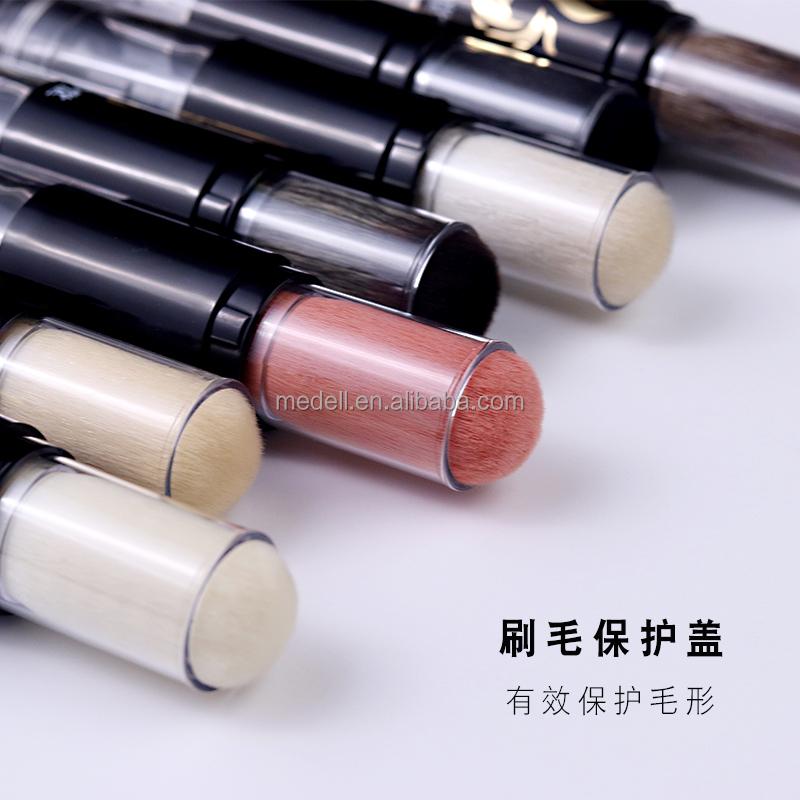 Custom Logo Printed Refillable Synthetic Hair Makeup Brush for Face Loose Powder Application