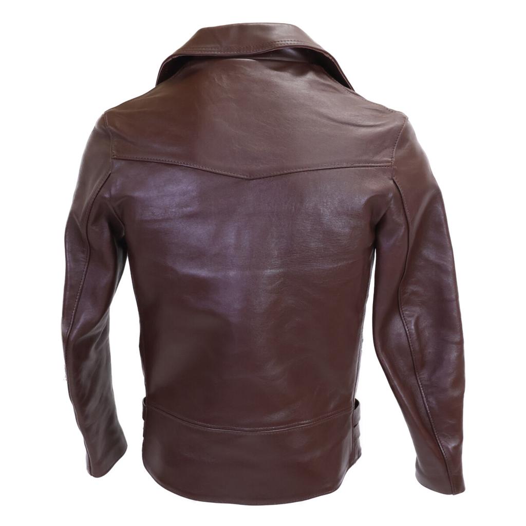 666 [Hervorragender Zustand] LJM-1TF Lammfell Seitenriemen Double Rider Jacke Jacke 34 Braun Gebraucht