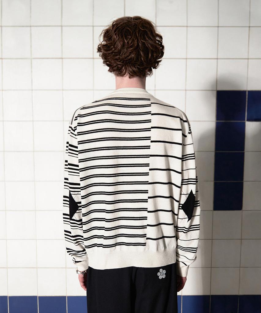 UNALLOYED Argyle Elbow Stripe Knit / Ivory