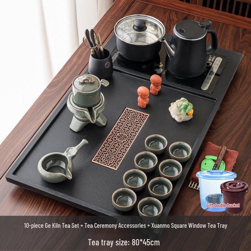 Chaxun Ge Kiln Automatic 10-Piece Ceramic Tea Set