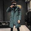 Long Down Jacket Men's Winter Big Fur Collar Tooling Over the Knee, Down Thickened Warm and Cold Jacket