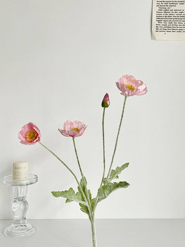 Poppy Pink Icelandic Artificial Flower Bouquet for Living Room Decoration