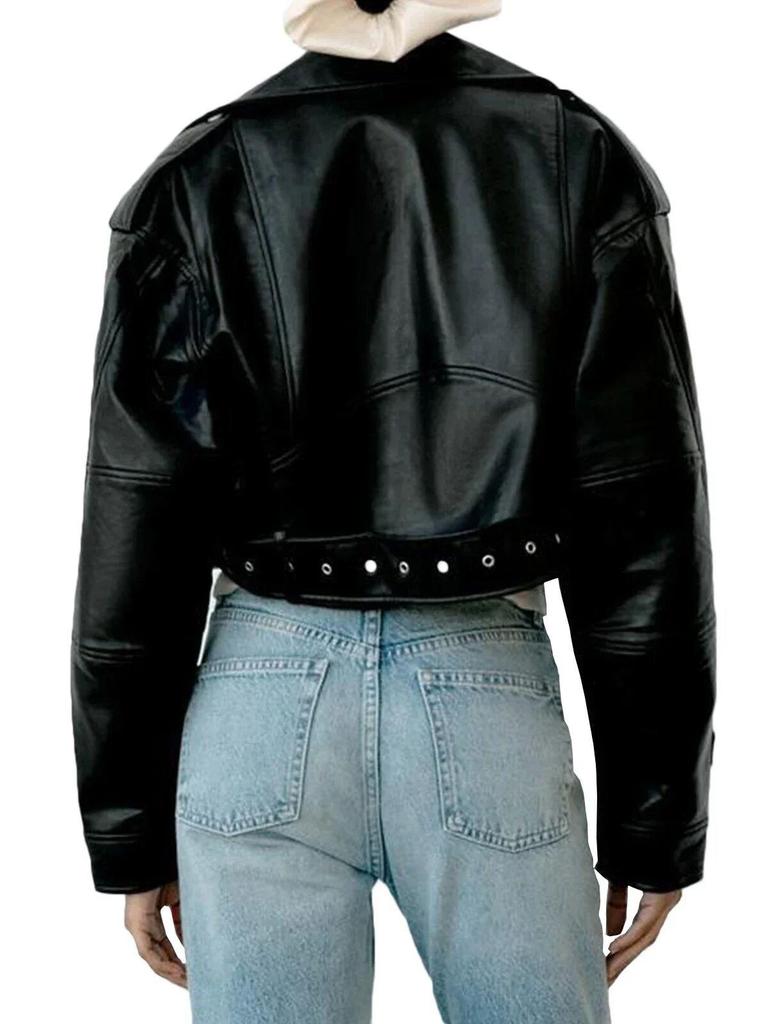 European & American Retro Washed Faux Leather Lapel Motorcycle Jacket - Bestseller 2025