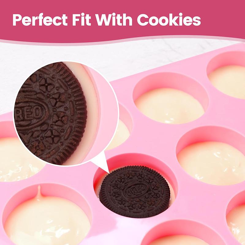 Chocolate Covered Oreos Mold 12-Cavity Non-Stick Round Silicone Oreo Cookie Molds for Chocolate Candy Mini Cakes Jelly Ice Cube