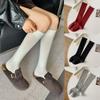 Japanese Style Solid Color Woman Stockings Cotton Knitted Simple Long Socks Elastic Knee High Socks Lolita Style