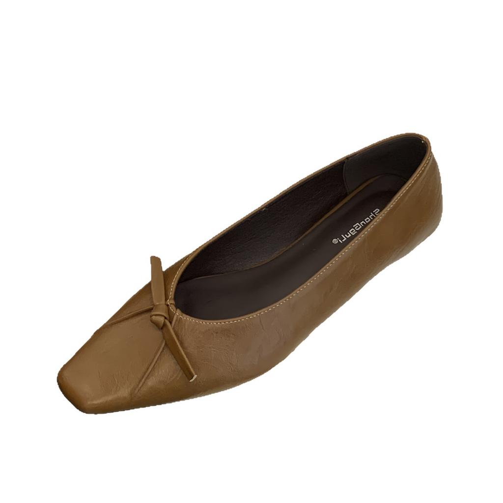 Temperament bow light mouth low heel single shoes women's 2025 new evening wind ladyshoes