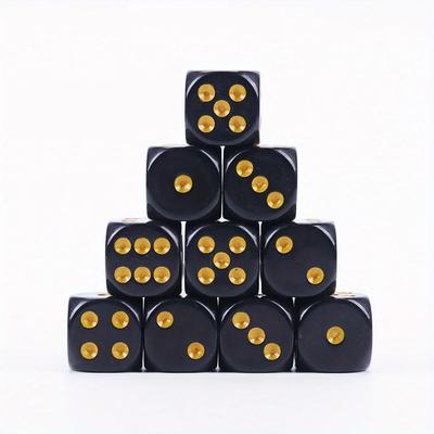 10 Pieces Round Corner Dice with Gold Dots for Tabletop Games Parties and Gatherings Halloween Thanksgiving Christmas Gifts