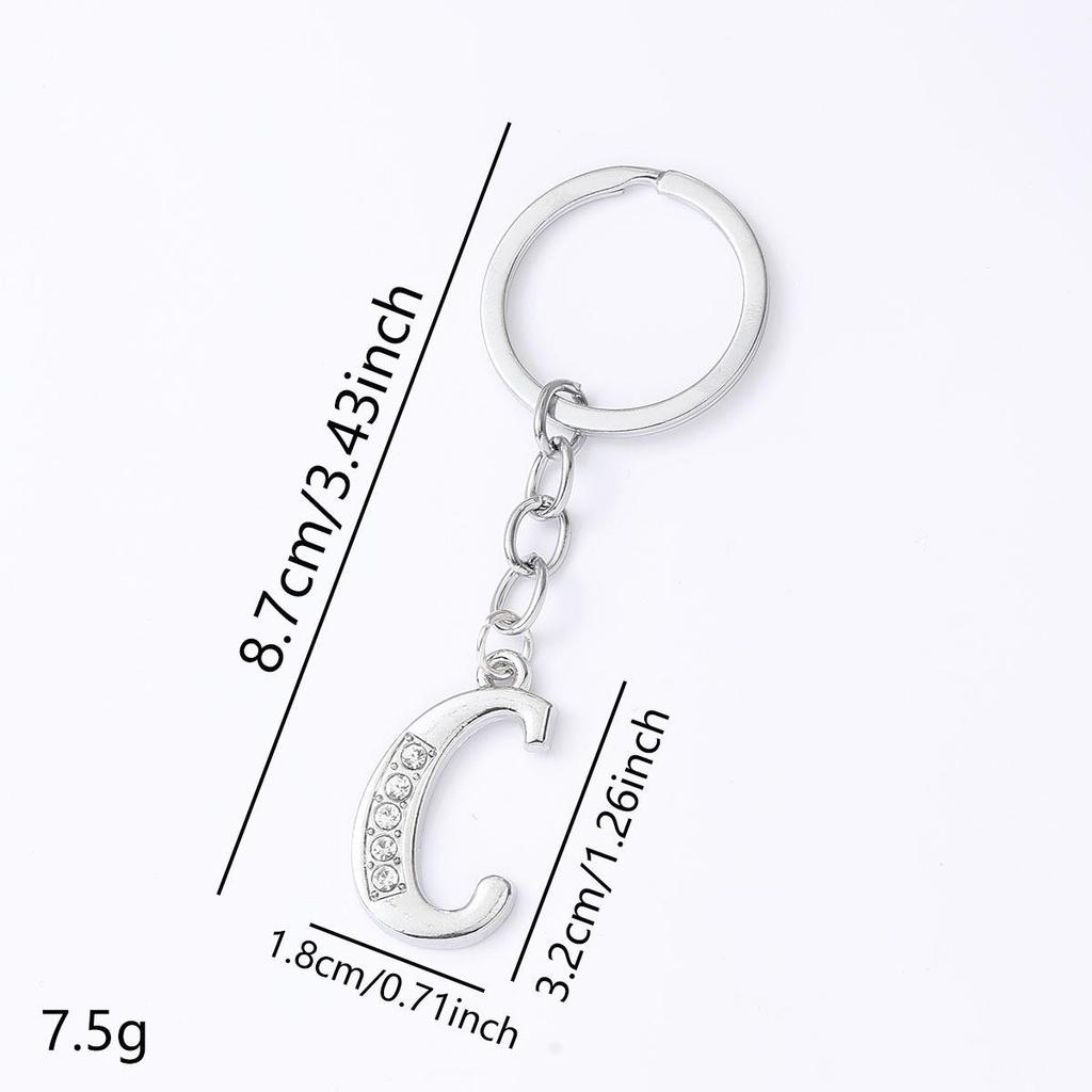 Creative Rhinestone Initials Metal Keychain – Korean Style Car Keyring Party Gift.