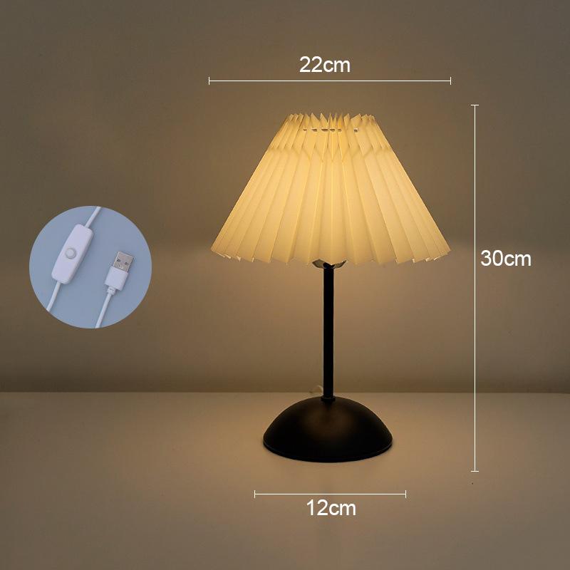 LED Table Lamp Nordic Pleated Fabric USB Plug For Living Room Home Bedroom Atmosphere Decoration Not Including Bulbs