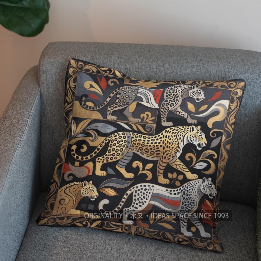 2D Colorful Geometric Jaguar-Printed Pillow Cover Pattern Cushion Cover Suitable For Sofa Bedroom Car Pillow Cover