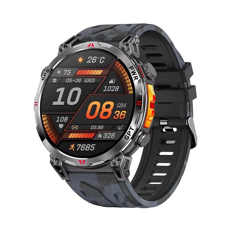 KC93 Men Smart Watch 1.56inch AMOLED GPS Positioning Outdoors Sports Fitness Tracker Bluetooth Calling Large Battery Smartwatch