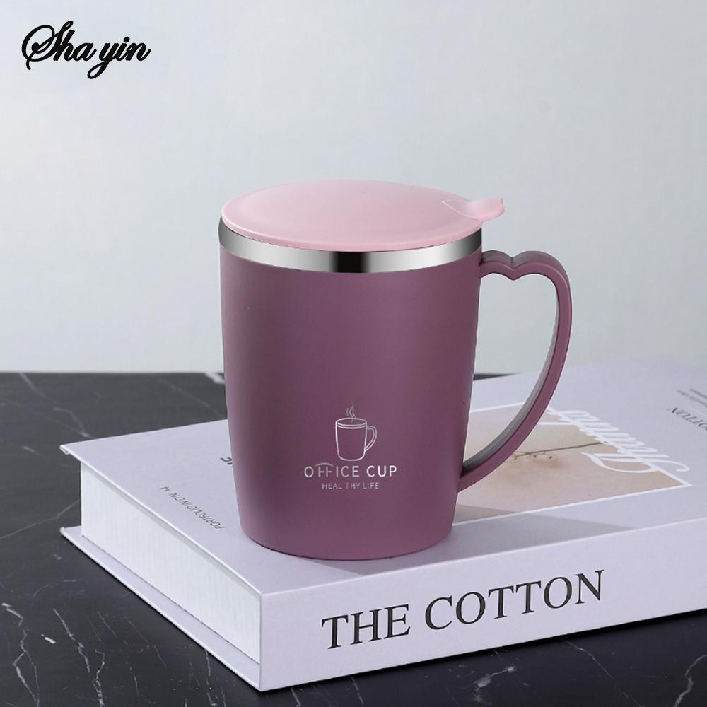 

Stainless Steel Water Cup With Double-Layer Insulation, Anti Scald And Anti Drop Features, Handle And Cover, Large Capacity 350ml фіолетовий