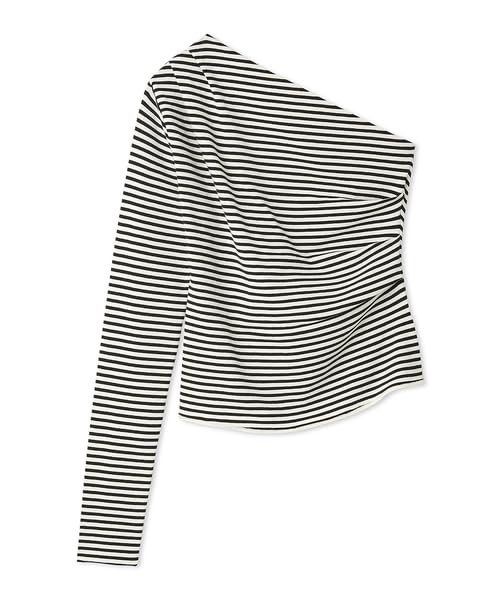 Lily Brown Knit Top BORDER Women's One-Shoulder Décolleté (LWNT251183) -