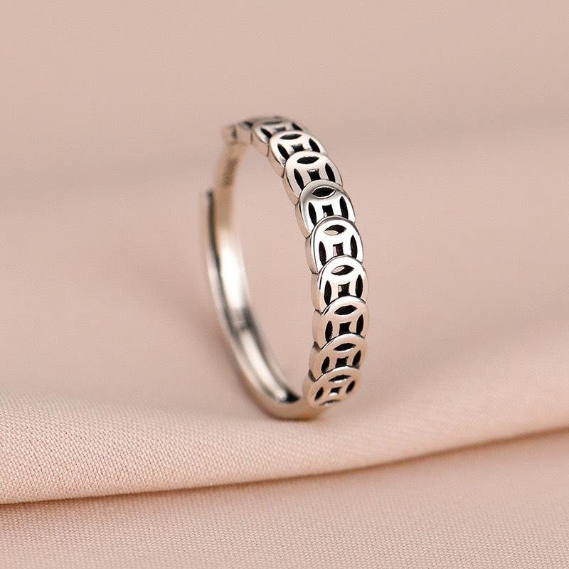 New Product Qian Duoduo Ring Women's Niche Ring Retro Copper Coin Old Personality Versatile Simple Plain Ring Index Finger