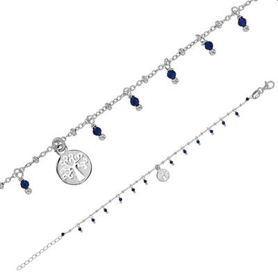 [R4977] - Handmade Silver Bracelet 'Cléopatra' Navy Silver (rhodium) - 8 Mm (tree of Life)